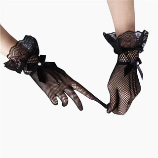 ถุงมือลูกไม้ ถุงมือตาข่าย ถุงมือตาข่ายลูกไม้ ขนาดเด็กและผู้ใหญ่ งานแสดง จินตลีลา งานราตรี