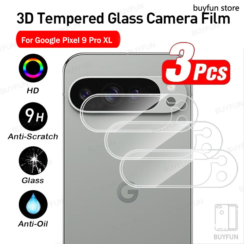 3 ชิ้น HD กล้องป้องกันหน้าจอกระจกนิรภัยสําหรับ Google Pixel 9 Pro XL Pixel9 Pixel9pro Goog9 9A 3D เลนส์ฟิล์มอุปกรณ์เสริม