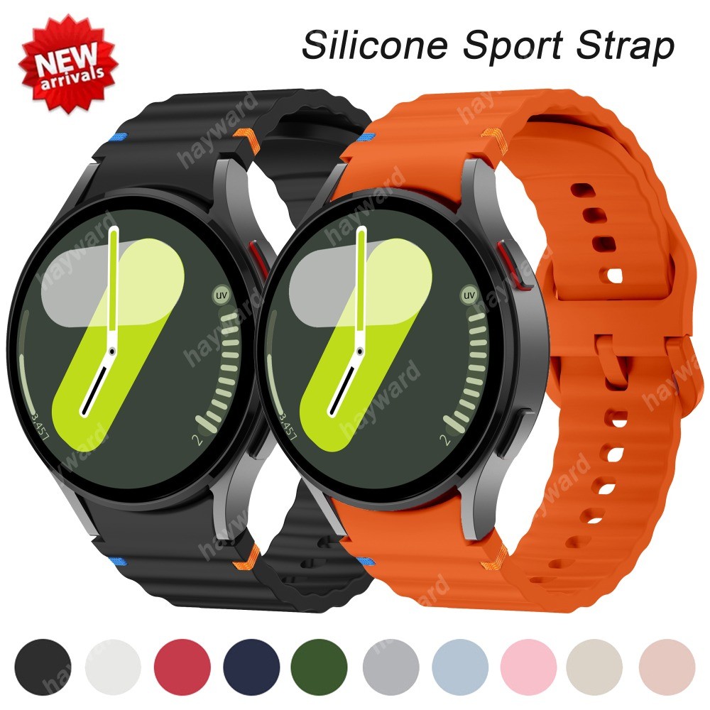 ซิลิโคนนุ่ม Waves สําหรับ Samsung Galaxy Watch 7 6 4 5 pro FE 44 มม.40 มม.45 มม.Original สร้อยข้อมือ Galaxy Watch4 6 คลาสสิก 43 มม.47 มม.สายกีฬา