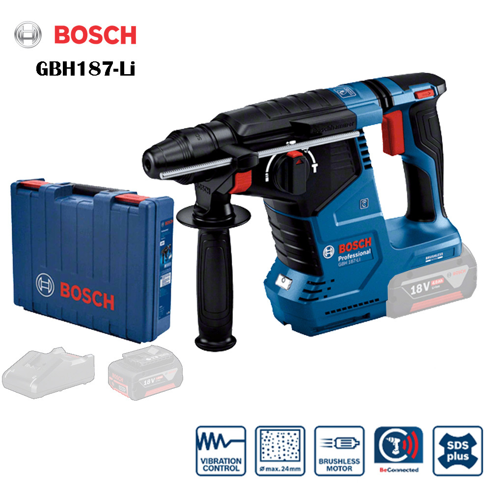 BOSCH สว่านโรตารี่ไร้สาย รุ่น GBH 187-LI มีเซ็ตให้เลือก