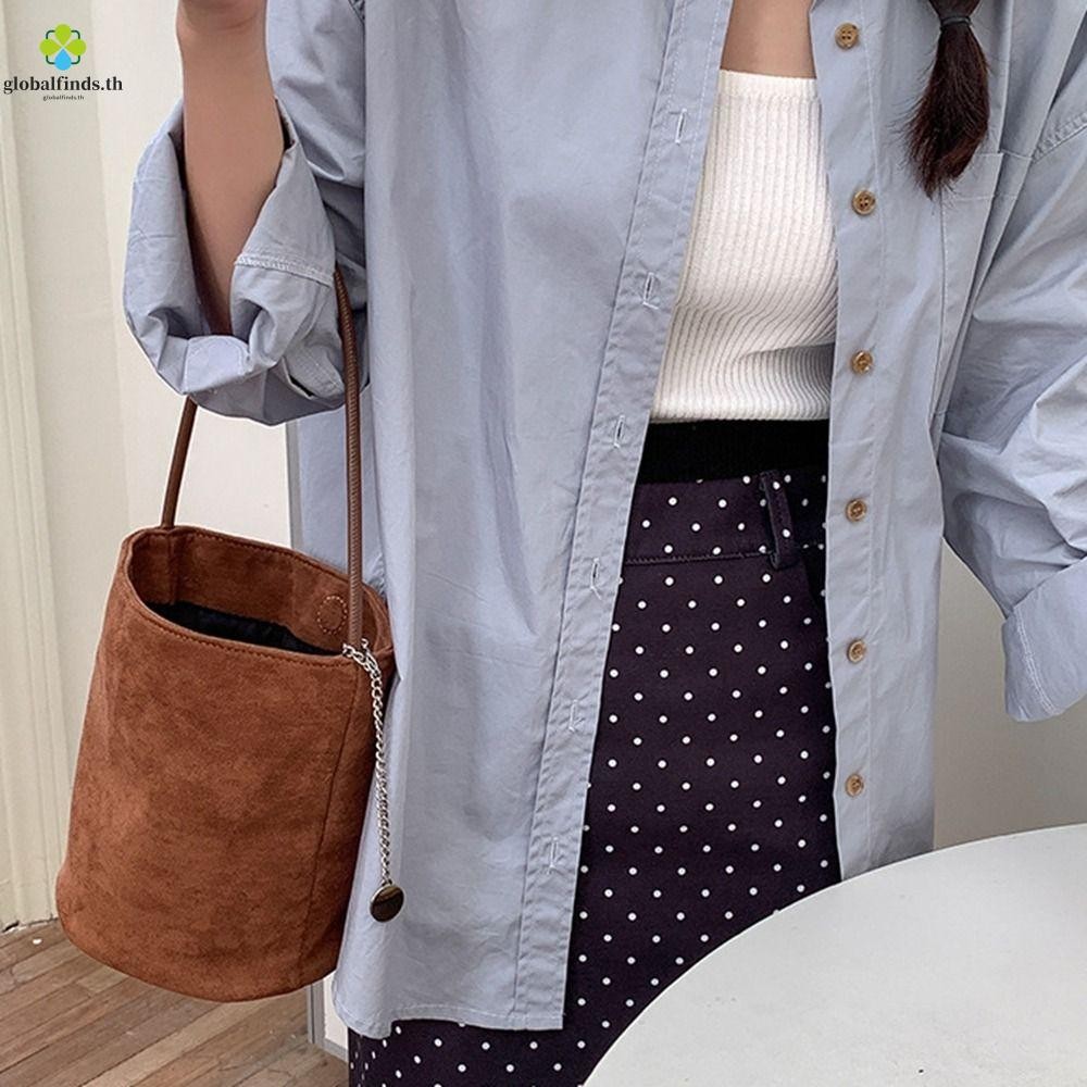 Lfids Matte Pu Leather Shoulder Bag, Purse Handbag Suede Bucket Bag, Simple Fashion Korean Style Cute Underarm Bag Ladies