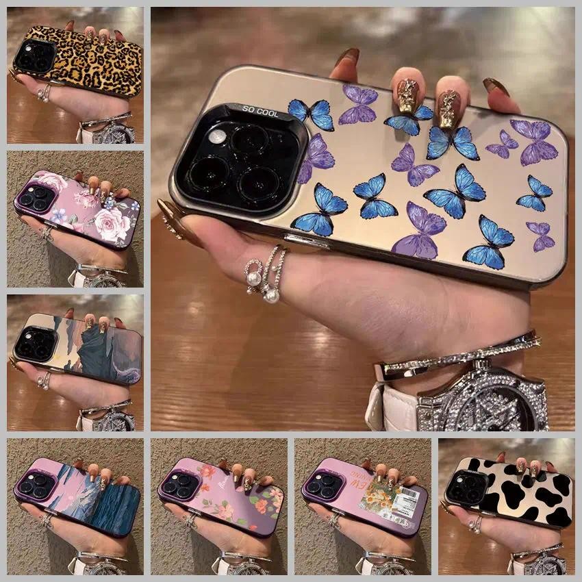 สําหรับvivo Y100 4G 5G Y200E Y200 Matteเลเซอร์สีIMDกันกระแทกสําหรับVivoY100 5G V2327 Protectorดอกไม้เสือดาวพิมพ์ปลอก