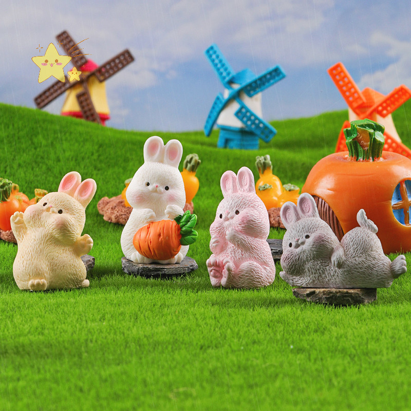 [JBTH] แครอทกระต่ายสีเรซิ่นเครื่องประดับ Micro Landscape Craft Figurines Miniatures สัตว์น่ารัก Micro ภูมิทัศน์เครื่องประดับตกแต่ง [JB]