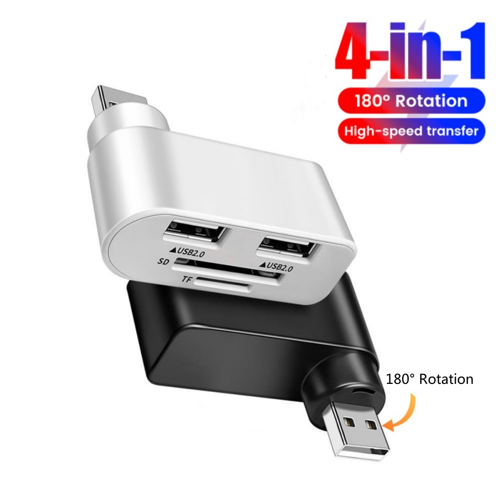 180° ฮับ USB 3 พอร์ตแบบหมุน USB2.0 มัลติฟังก์ชั่นเครื่องอ่านการ์ด SD TF จําหน่ายตัวแยกขยาย