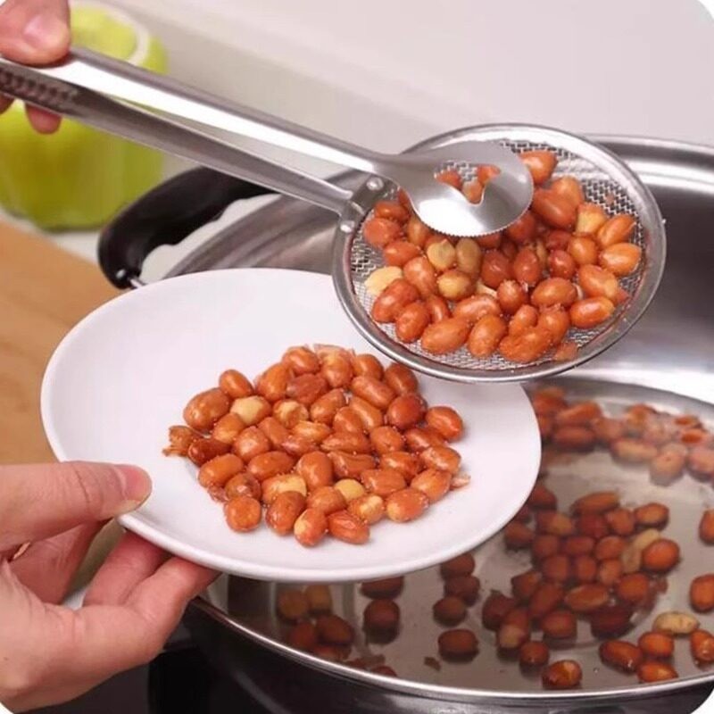 ที่คีบสแตนเลสพร้อมตะแกรงกรองน้ำมันในตัว ตะแกรงตักอาหาร ตะแกรงทอด ตะแกรงตักเศษอาหาร ตะแกรงกรองน้ำมัน ที่คีบอาหาร ที่คีบอา - รูปที่ 3