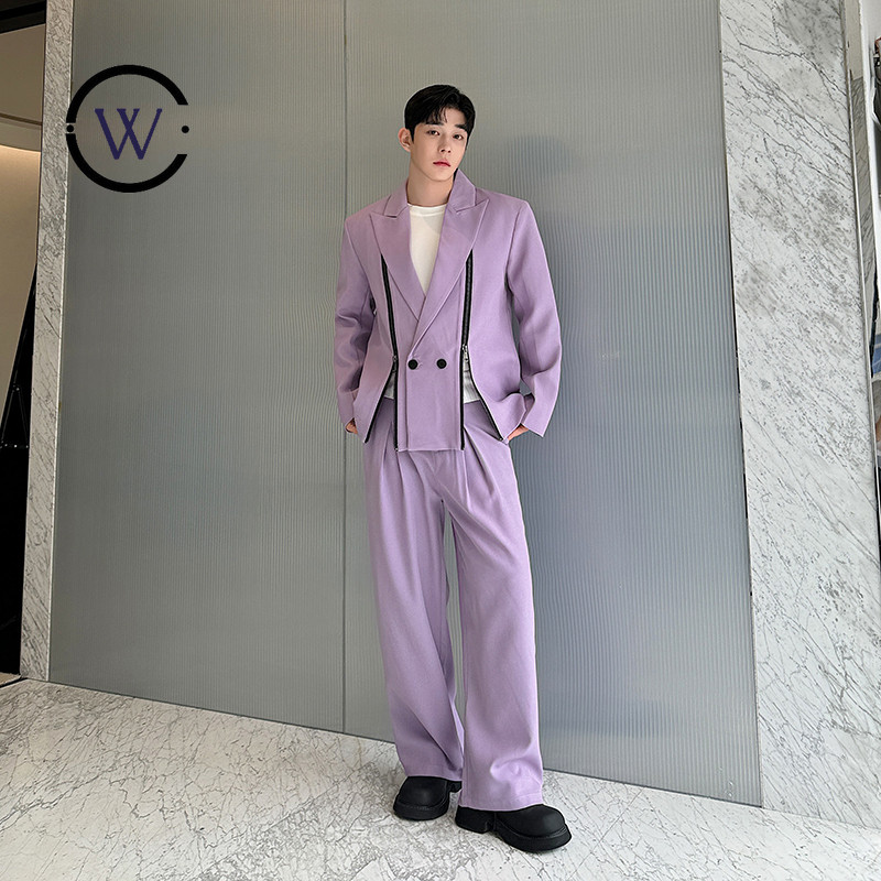 Dark Series High-End Influencer ชุดสูทผู้ชายออกแบบ Niche ชุดสองชิ้นอินเทรนด์ H2217PG9220 25A4 เครื่องแต่งกายประสิทธิภาพ