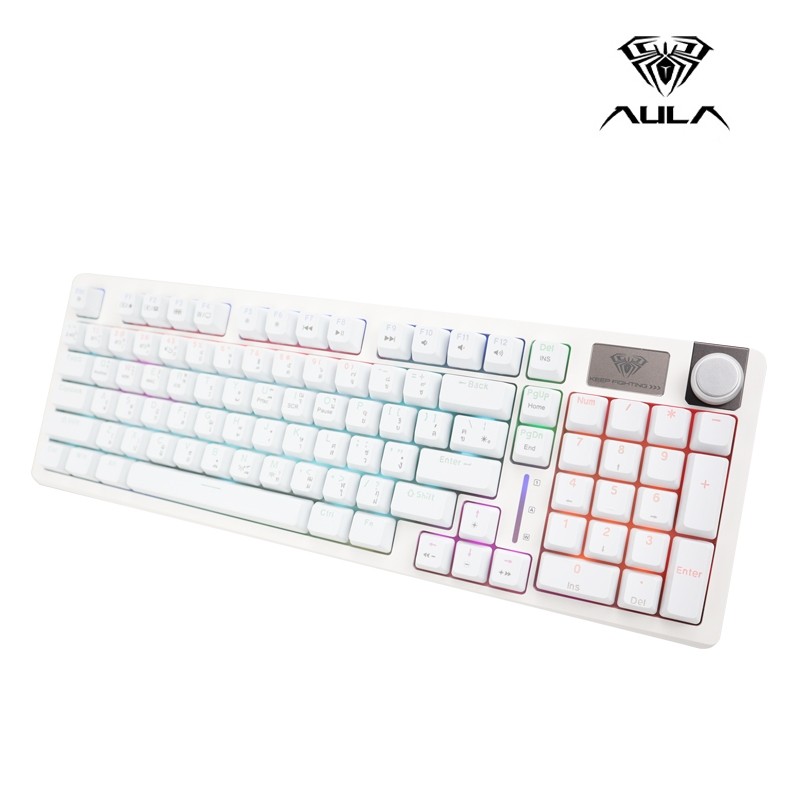AULA S98 คีย์บอร์ดไร้สาย Gasket Mechanical Keyboard Red Switch 3IN1 คีย์ไทย 98 keys ประกันศูนย์ไทย 2
