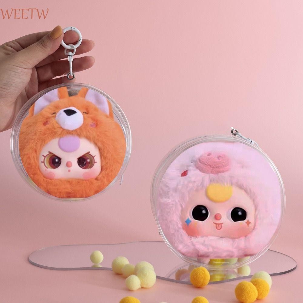 Weekw Baby Three Doll Bag,พร้อมพวงกุญแจสีHariballsเด็กสามแสดงกระเป๋า,กระเป๋าThickenฝุ่นPVCผ้าฝ้ายตุ๊กตากระเป๋าของเล่นเด็กผู้หญิง
