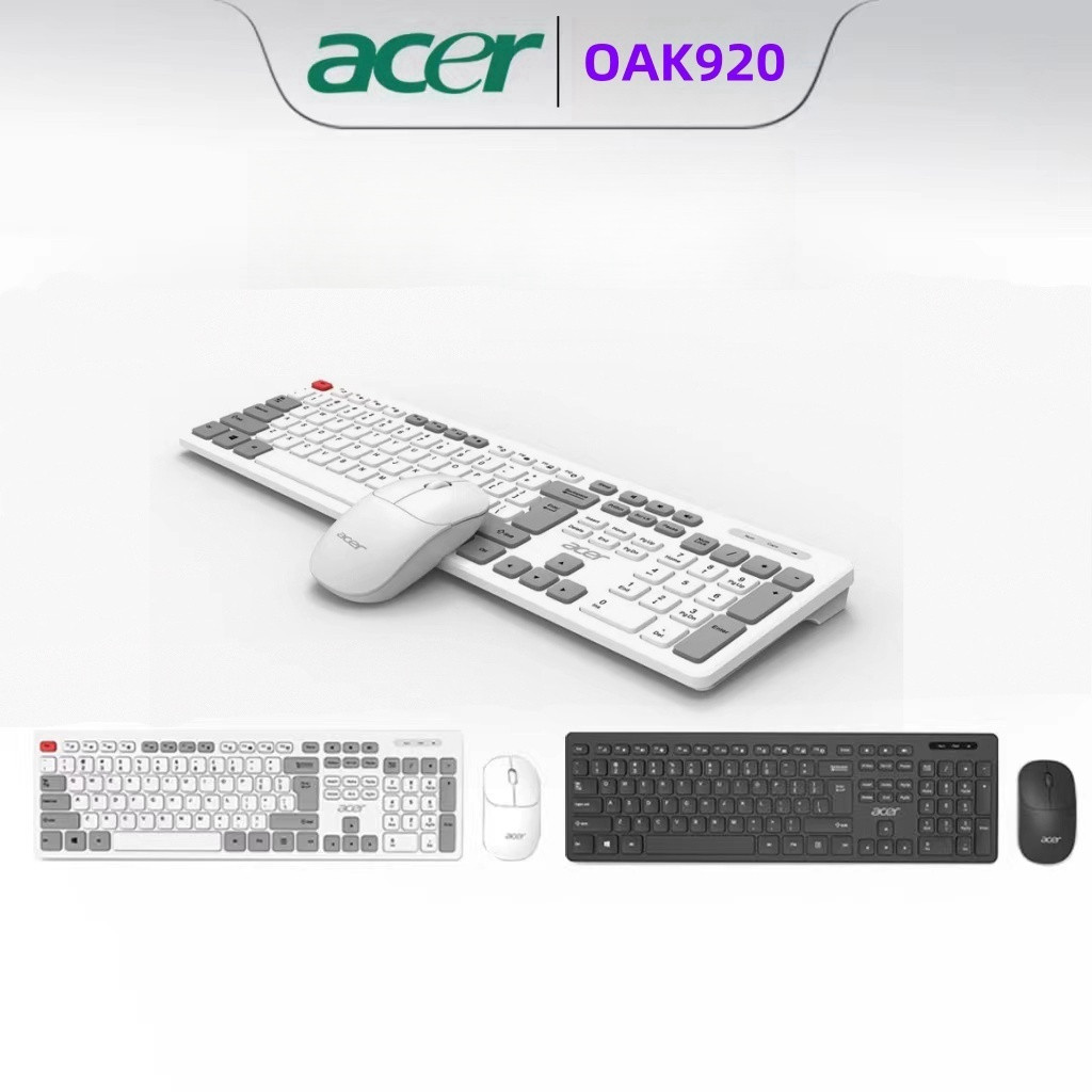Acer OAK920 คีย์บอร์ดแบบคีย์บอร์ดไร้สายชุดเมาส์สำหรับสำนักงานและความบันเทิง