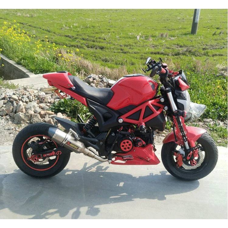 การส่งเสริมการขาย ท่อไอเสียดัดแปลงรถจักรยานยนต์ MSX125 ลิงน้อยเครื่องยนต์แนวนอนส่วนหน้าท่อไอเสียด้านข้าง