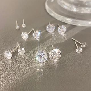 Roselife Silver 1PC คลาสสิก Unisex คริสตัล Pierced ต่างหูสตั๊ด Hypoallergenic หู Studs เครื่องประดับอุปกรณ์เสริม