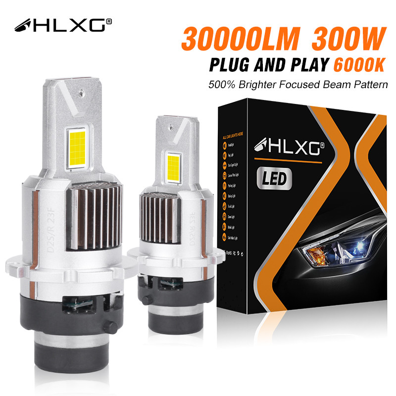D2s D4S 1:1 LED ไฟหน้า HID D1S D3S D8S D1R D3R D2H ชุด Xenon LED 30000LM 300W สองด้านขนาดใหญ่พิเศษ CSP ชิป 6500K 12V HLXG
