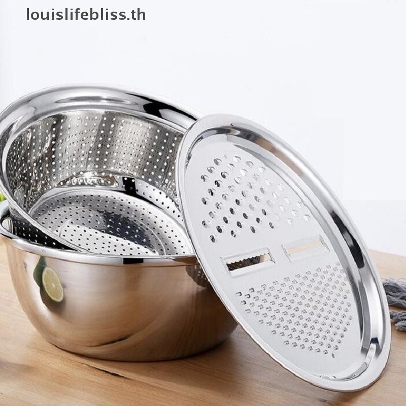Louislifebliss 3PCS al สแตนเลสเครื่องขูดครัวเครื่องตัดผักเครื่องตัดผักท่อระบายน้ําตะกร้าชุดผลไม้ท่อระบายน้ําอ่างล้างหน้าใหม่