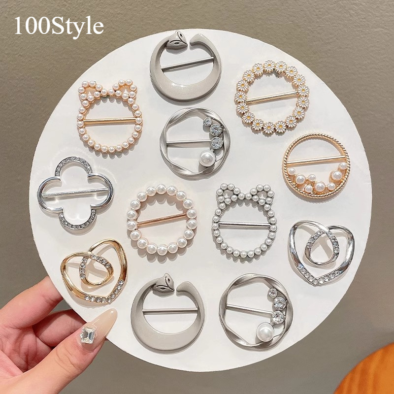100 รูปแบบ อุปกรณ์ตกแต่งเสื้อผ้าโลหะ: พลอยเทียม มุก มุม ผ้าพันคอไหม สําหรับผูกปม