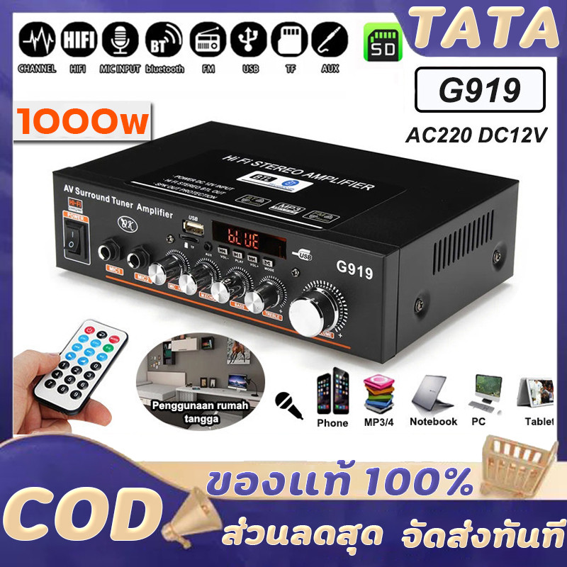 12V DC 220V เครื่องขยายเสียงมินิบลูทู Bluetooth-ใช้งานร่วมกับสเตอริโอ Mini Amplificador เครื่องขยายเสียง FM SD HIFI 2CH
