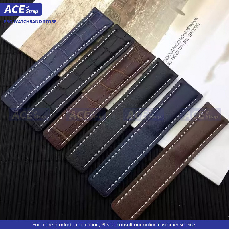 เหมาะสำหรับสายหนังแท้ Breitling 20mm 22mm 24mm เหมาะสำหรับ Avengers Rogue Superocean Heritage Colt Skyracer