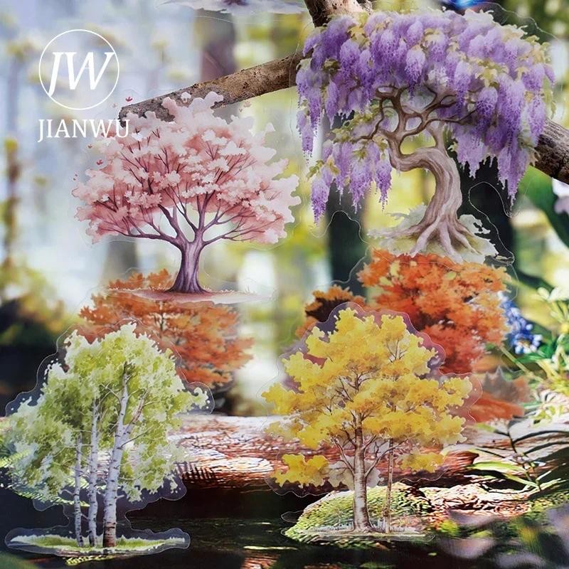 Jianwu ทิวทัศน์ของ Four Seasons Series Vintage Plant ภูมิทัศน์วัสดุ Collage PET สติกเกอร์ Creative Journal เครื่องเขียน