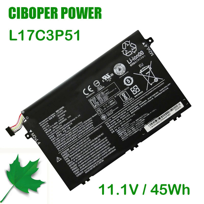 CP Laptop Battery L17C3P51 11.1V 45Wh For ThinkPad E480 E580 E485 E585 E490 R480 R580 L17M3P52 L17M3