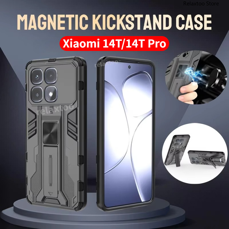 Xiaomi14tpro 5GเกราะกันกระแทกสําหรับXiaomi 14T 13T 14 13 T Pro 13TPro 14TPro 5Gโลหะแม่เหล็กHard Bracketผู้ถือเคสโทรศัพท์คลุมทั้งหมดป้องกันปกหลัง