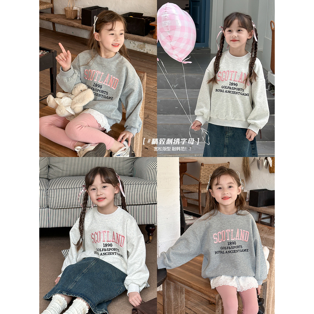 เอลโมเบเบ้ เด็กรอบคอเสื้อสวมหัวอินเทรนด์สไตล์เสื้อผ้าเด็กชายหญิงหลวมสบายๆเกาหลีรุ่นปักจดหมายเสื้อ ย2วัน