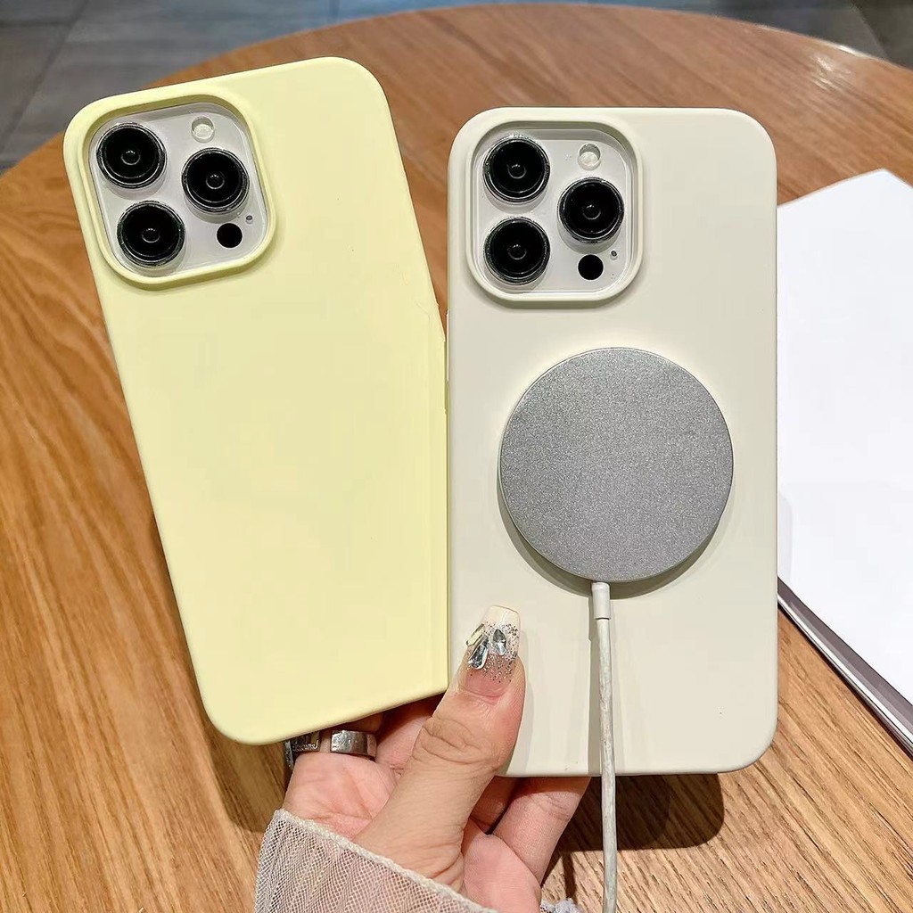เคสโทรศัพท์ชาร์จแม่เหล็กเหลว 16 ชิ้นเหมาะสําหรับ ไอโฟน 15 โปรแม็กซ์ ซิลิโคนป้องกันการตก 14 เคสป้องกัน
