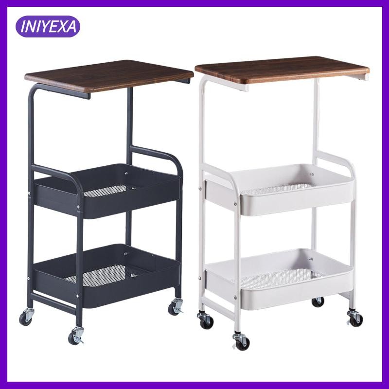 [Iniyexa] Rolling Utility Cart Slide Out Organizer Cart Rack Easy Assembled Storage Cart มีล้อสําหรับห้องครัว