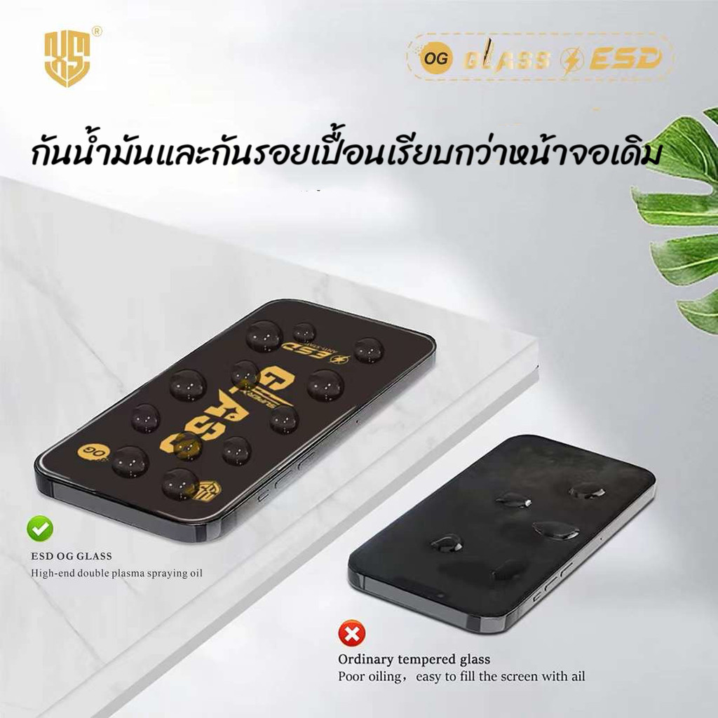 （ราคาส่ง 10in1）ฟิล์มกระจกสำหรับiPhoneแบบเต็มจอจอโค้ง ป้องกันไฟฟ้าสถ OG15Promax/14PROMAX/13PROMAX/14/13 Pro/12 Pro Max/11