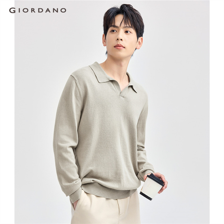 GIORDANO MEN 100% Cotton v-neck collar sweater 13054667