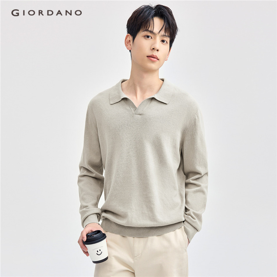 GIORDANO MEN 100% Cotton v-neck collar sweater 13054667