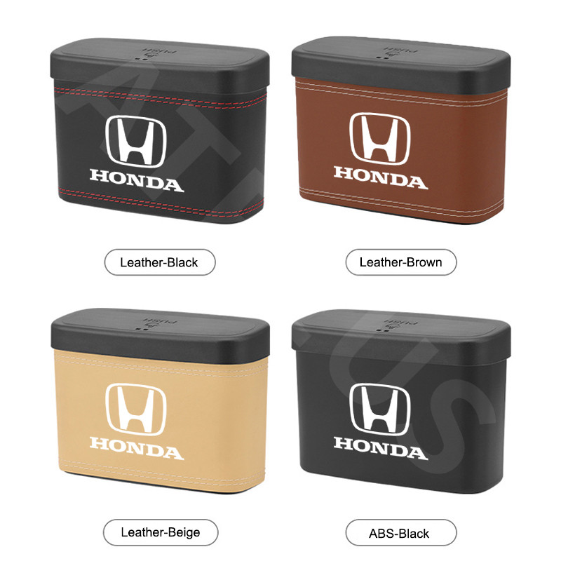 Honda Universal ถังขยะในรถ เครื่องหนัง ประเภทแขวน ถังขยะรถยนต์ กล่องเก็บของพร้อมฝาปิด civic 11th gen fd fc eg fk HRV Jazz City Mugen Fit Vezel Accord BRV WRV Stream - รูปที่ 4