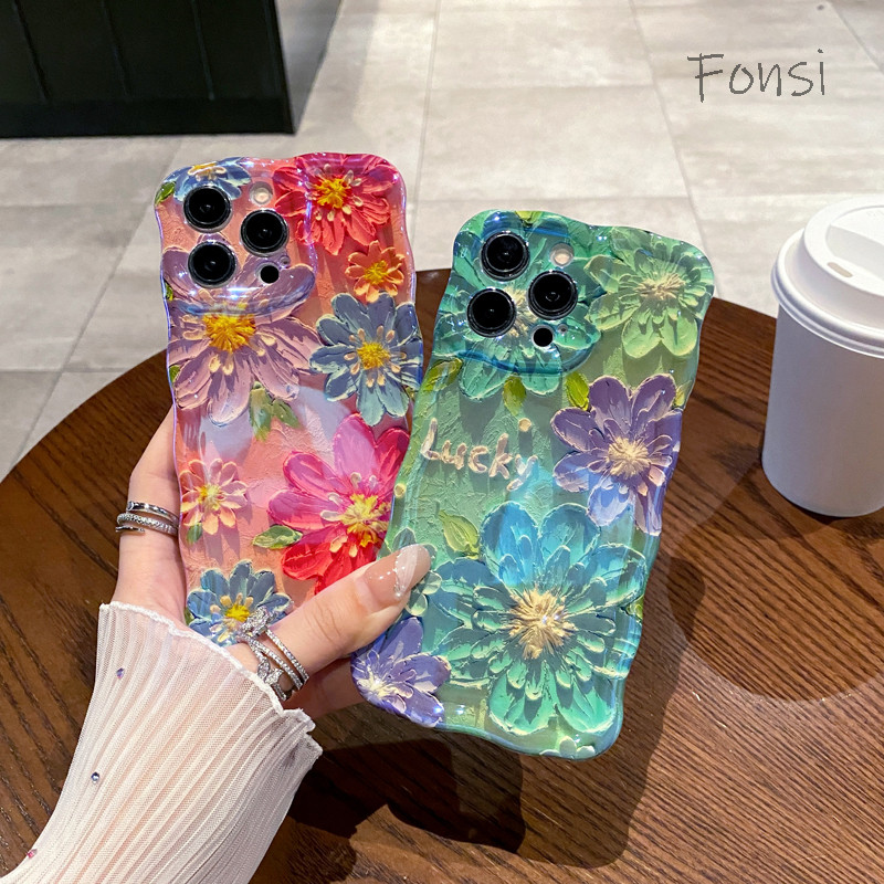 เคสดอกไม้กันกระแทกฝาหลังแบบนุ่มเรียบสําหรับ iPhone 16 15 14 Plus 13 12 11 Pro Max