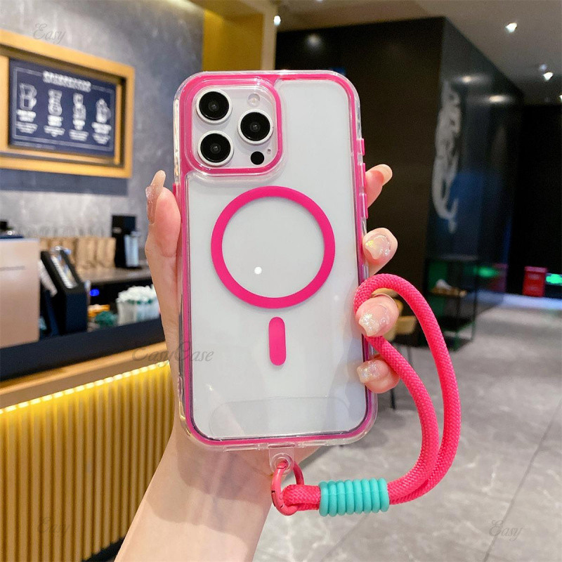 สามในหนึ่งเดียวถุงลมนิรภัยห่อไร้สายชาร์จกรณีโทรศัพท์สําหรับ ไอโฟน 16 15 13 14 12 11 มือโปร สูงสุด 16 15 14 บวก 11มือโปร อะคริลิคในตัวแขวนเชือกเคสแข็งกันกระแ - รูปที่ 2