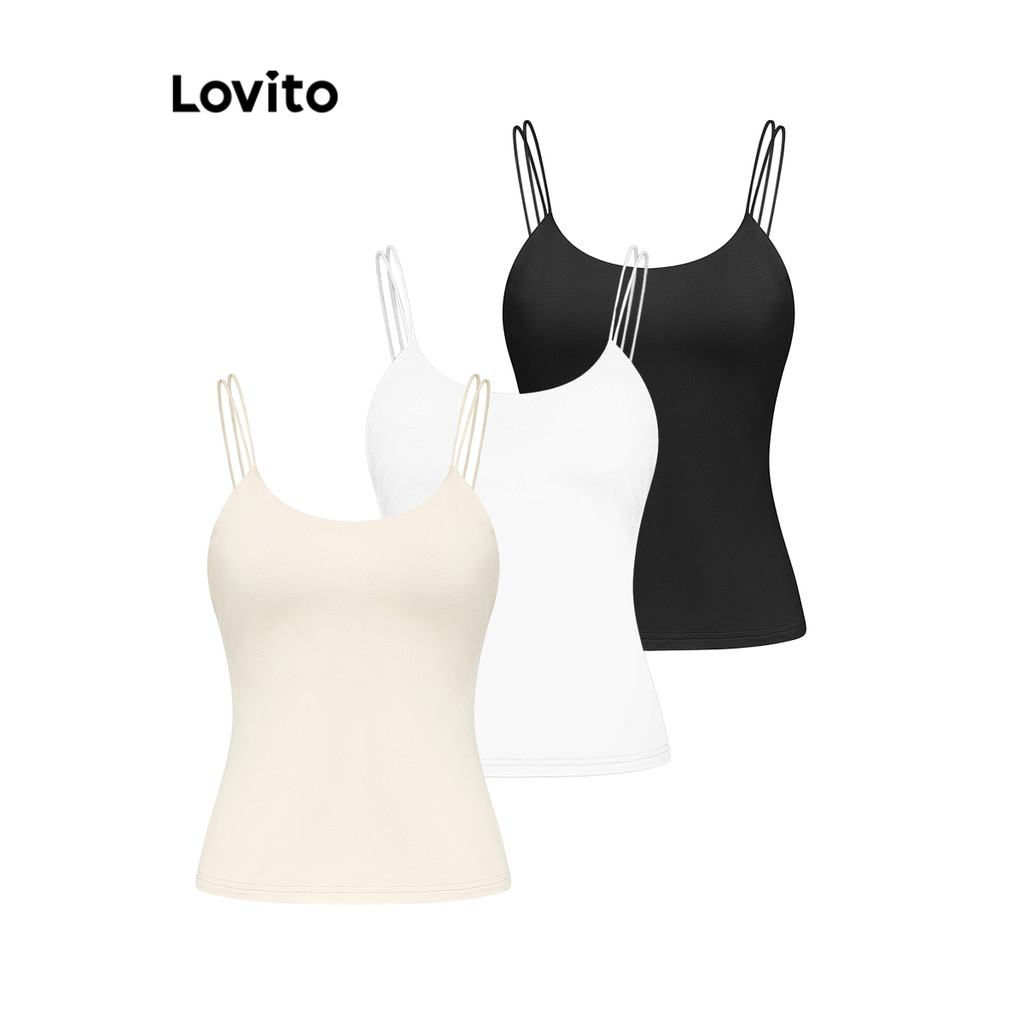 Lovito เสื้อกล้ามพื้นฐานสบาย ๆ สำหรับผู้หญิง L100MD031