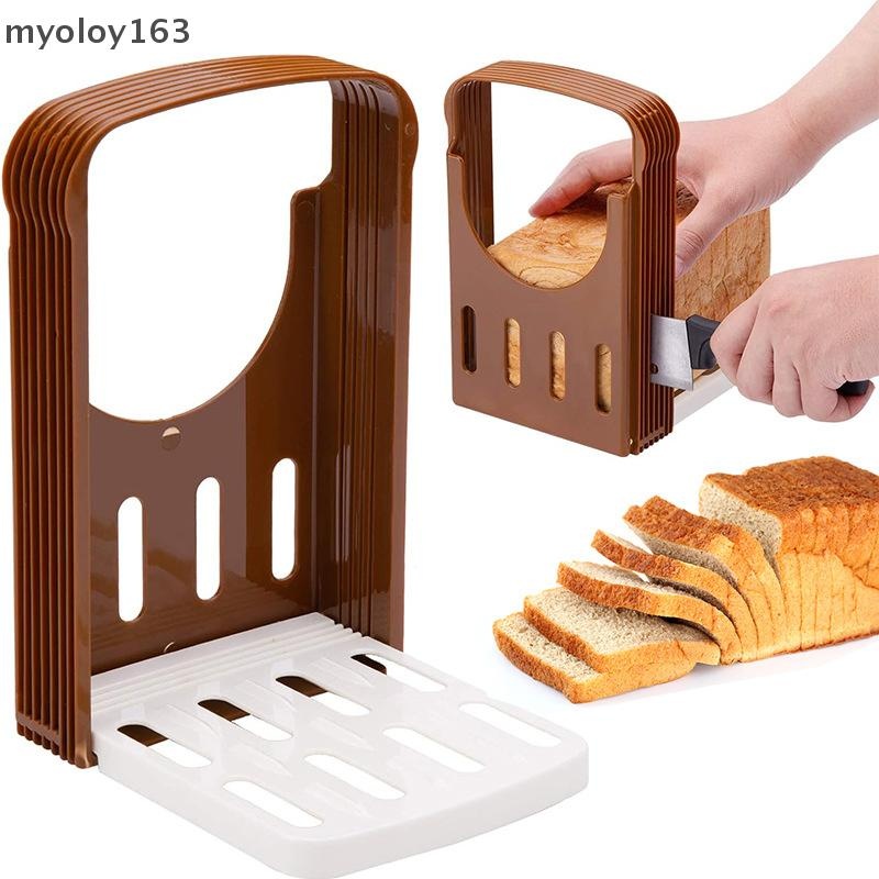 Myoloy ปรับขนมปังปิ้งเครื่องตัดขนมปังขาตั้งพับเครื่องตัดก้อน Rack Baking เครื่องมือ Cutg คู่มือพลาสติกหั่นเครื่องมือ Home Kitchen Gadget TH