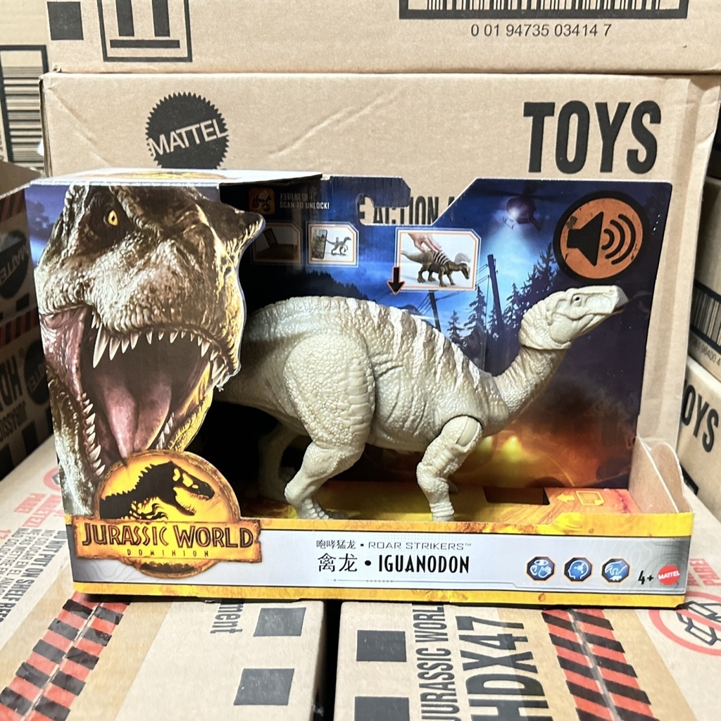 Mattel Jurassic World Sound Effect ภาพยนตร์ไดโนเสาร์จำลองไทแรนโนซอรัสเร็กซ์รุ่นเดียวกันคำรามของเล่นเด็ก Iguanodon