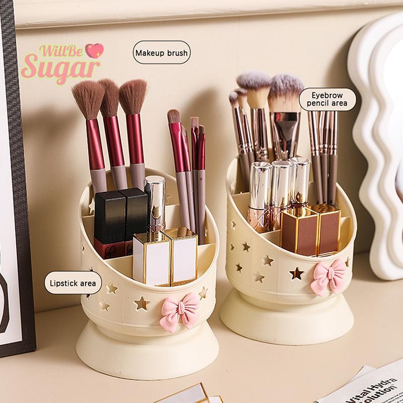 [WillBesugarT] น่ารักโบว์แปรงแต่งหน้าหลอดแบบพกพา Desktop Organizer ดินสอเขียนคิ้ว Lip Liner Organizer เครื่องมือแต่งหน้า [ใหม่]