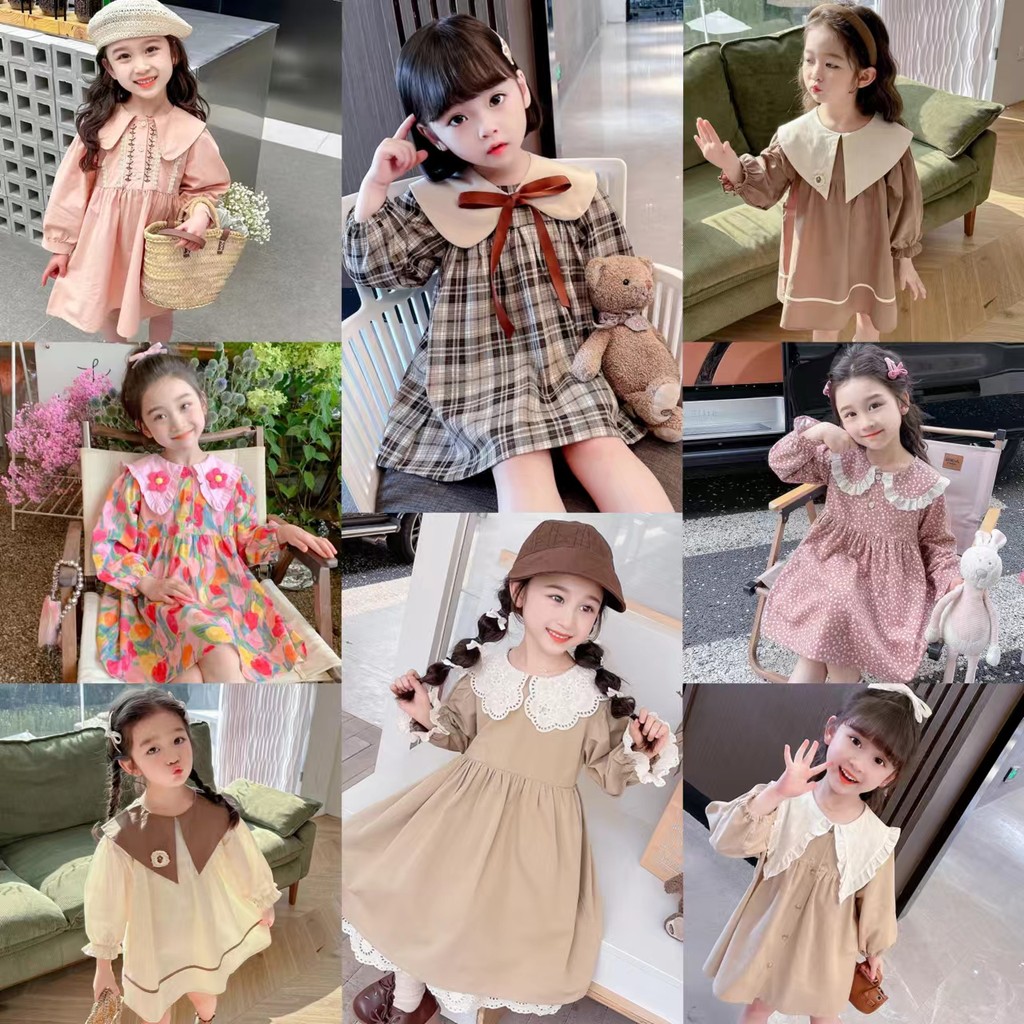 เด็กเสื้อผ้าหญิงฤดูใบไม้ผลิฤดูใบไม้ร่วงสไตล์ใหม่เวอร์ชั่นเกาหลีตุ๊กตาปกลายสก๊อตชุด-0929