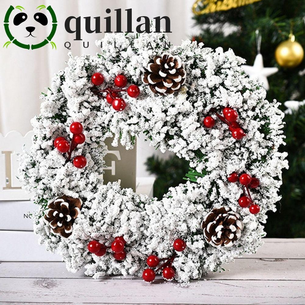 Quillan พวงมาลัยคริสต์มาส เกล็ดหิมะ สนปลอม สีแดง ขนาดใหญ่ สไตล์โบราณ สําหรับแขวนตกแต่งประตูหน้าบ้าน