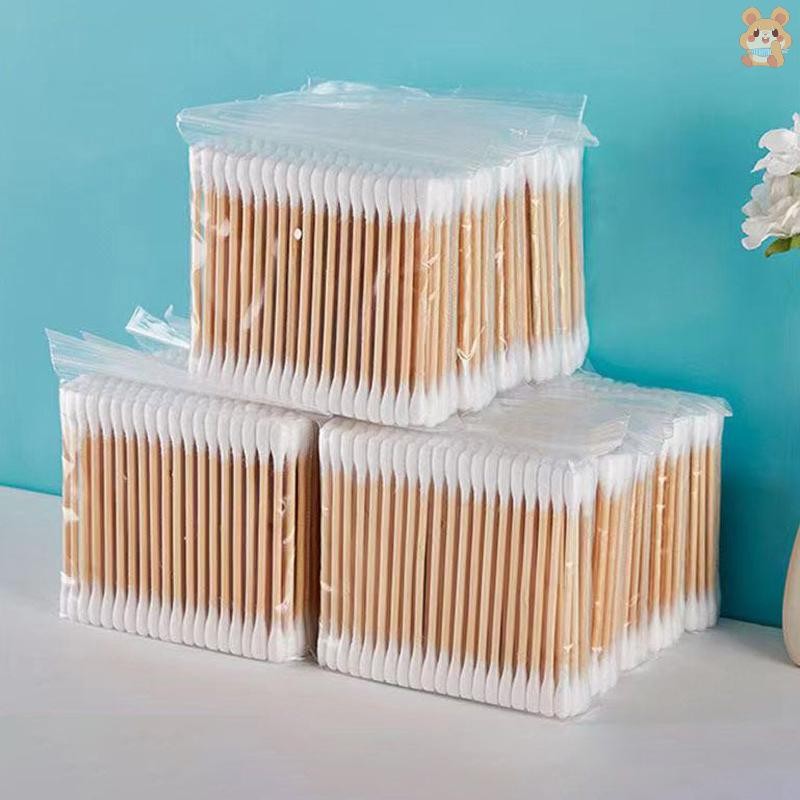 [LO] 30/80/100 ชิ้นหัวกลมทิ้ง Bagged Double-headed ทําความสะอาดสําลีในครัวเรือน Iodophor แต่งหน้า Remover ผ้าฝ้าย TH