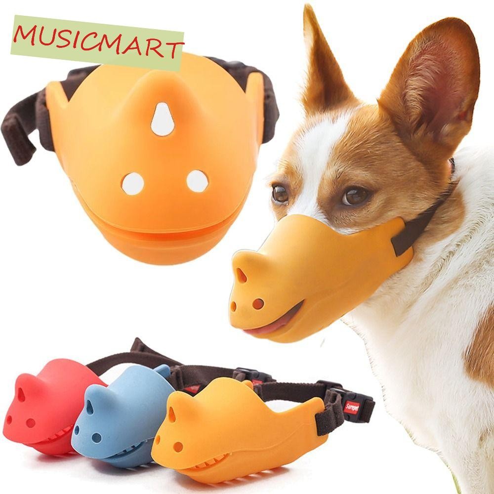 Musicmart ฝาครอบปากสัตว์เลี้ยง, สายรัดหัวปรับได้ Anti-barking ซิลิโคนสุนัข Muzzle, ตลกยืดหยุ่น Breathable สบายสุนัขปาก Mask Grooming