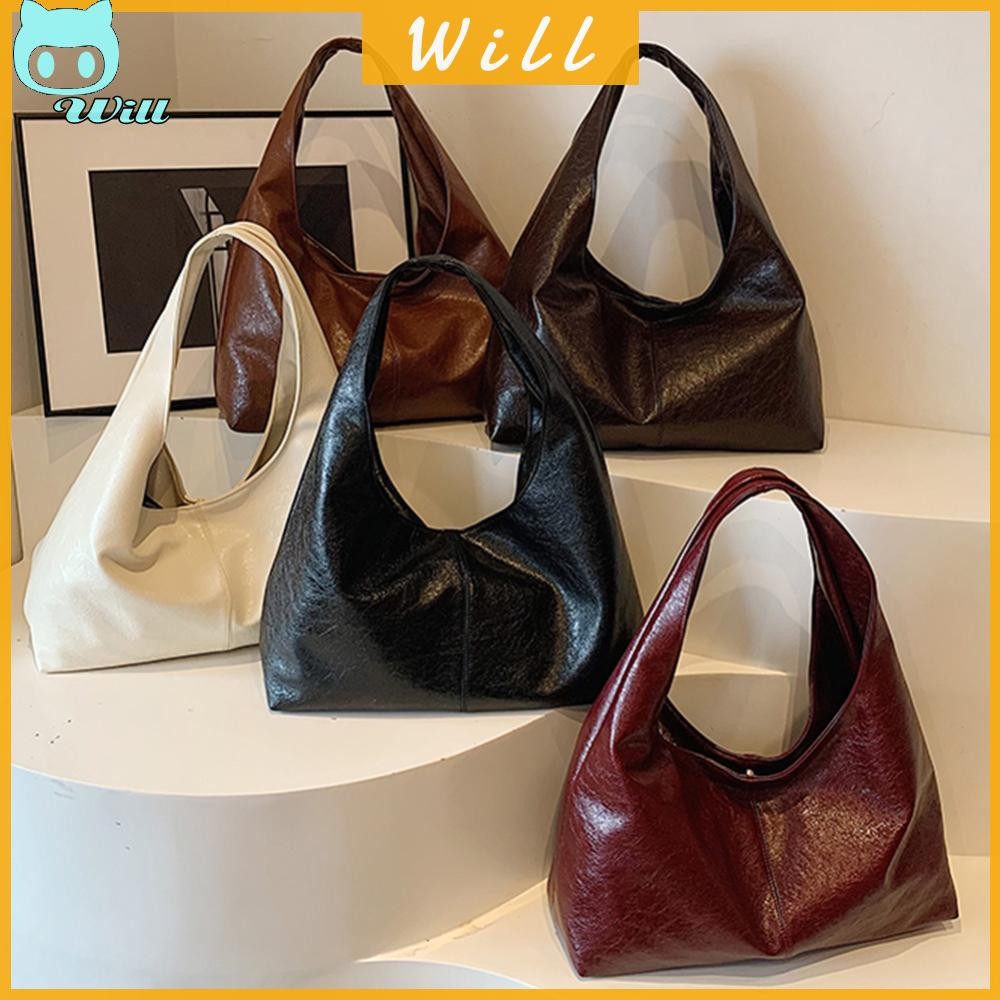 ผู้หญิง PU Casual Tote กระเป๋าถือขนาดใหญ่ความจุสไตล์กระเป๋าสะพาย Chic Hobo