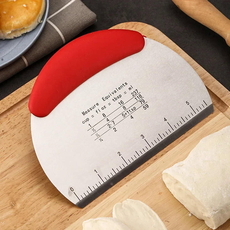 Dough Scraper Bread Pizza Dough Cutter Pastry Scraper Stainless Steel Bench Scraper Dough Knife Chop