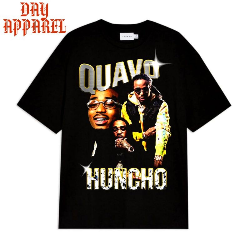 💘ปกติ💘 เสื้อยืด QUAVO 🌽NUNCHO RAP TEE VINTAGE / METAL RAPPER Clothing / เสื้อยืดผู้ชาย / สีดํา