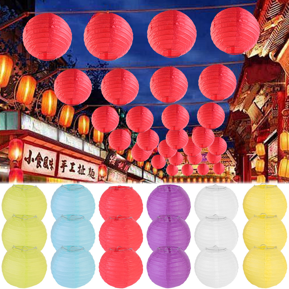 สินค้าตกแต่งปีใหม่-โคมไฟกระดาษจีนทรงกลม-โคมไฟ ทําเอง สีขาวแขวนโคมไฟ-ตกแต่งงานแต่งงานวันเกิด-ปีใหม่เทศกาลพรรคซัพพลาย