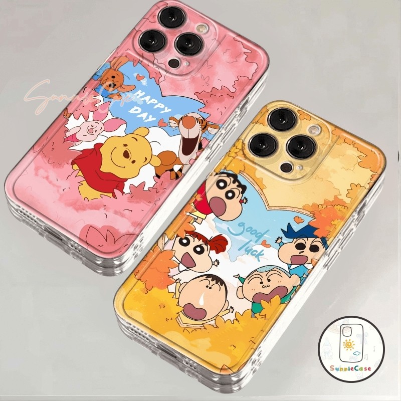 ความรัก เคสไอโฟน IPhone 7 Plus 11 15 16 13 12 14 Pro Max XR XS X Max 8 Plus SE 2020 เคส ชินจัง การ์ตูน น่ารักจัง หมีเคส