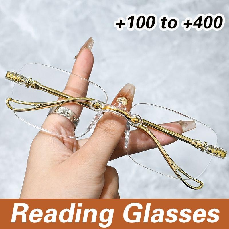 +100 ถึง +400 แว่นตาอ่านหนังสือสําหรับผู้ชายแสงอัลตร้าแฟชั่นแว่นตาสายตายาวความละเอียดสูงสําหรับผู้หญิง