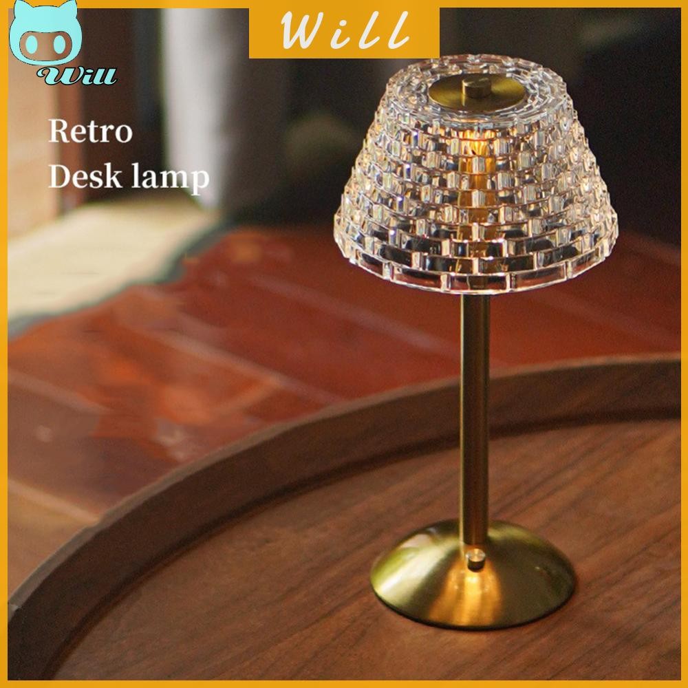 โคมไฟตั้งโต๊ะคริสตัล 3 สี นํา โคมไฟตั้งโต๊ะหรี่แสงได้ตกแต่งบาร์แบบชาร์จไฟได้ - รูปที่ 6