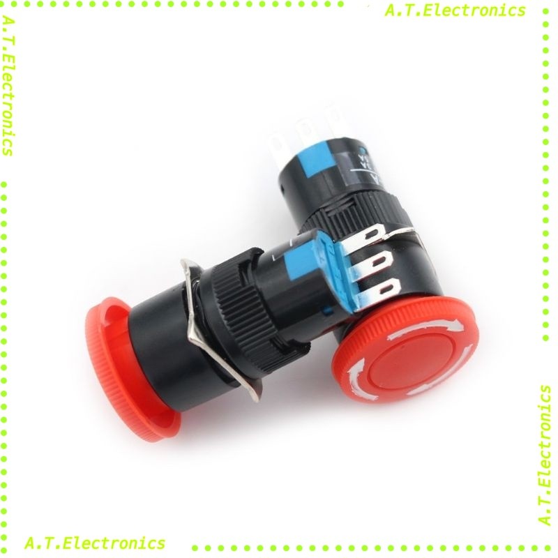 ￼สวิทซ์อีเมอร์เจนซี่ สีแดงขนาด16มิลกดล็อค บิดปล่อย 3ขา NO NC Emergency Switchราคา 66฿