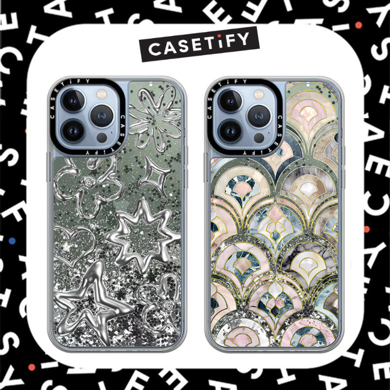 【Quicksand case】CASETIFYกันกระแทกเคสโทรศัพท์กันกระแทกสําหรับiPhone 15promax 15Pro 15 14 13 12 14 Pro Max Quicksand Glitterพร้อมเคสโทรศัพท์เหลว