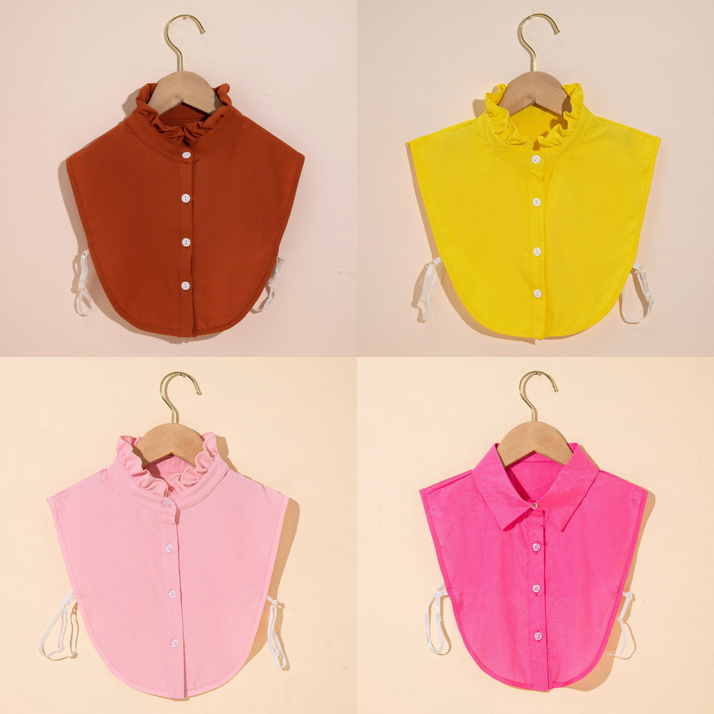 สีใหม่สไตล์คลาสสิกปกแหลมใบบัวปลอมปกเสื้อคอปกสี่เหลี่ยมปกลูกไม้ตกแต่งปกพร็อพป่า lxc6